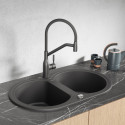 Zlew Zlewozmywak Granitowy Czarny 2 Komorowy DAFNE