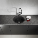 Zlew Zlewozmywak Granitowy Okrągły Czarny DAFNE Zlew Zlewozmywak Granitowy Okrągły Czarny DAFNE
