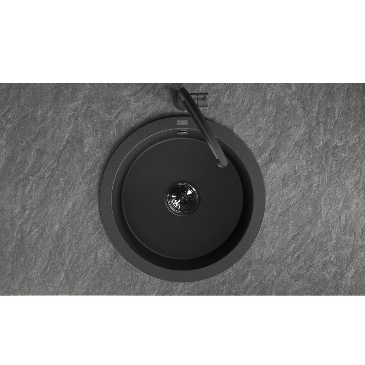 Zlew Zlewozmywak Granitowy Okrągły Czarny DAFNE Zlew Zlewozmywak Granitowy Okrągły Czarny DAFNE