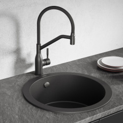 Zlew Zlewozmywak Granitowy Okrągły Czarny DAFNE