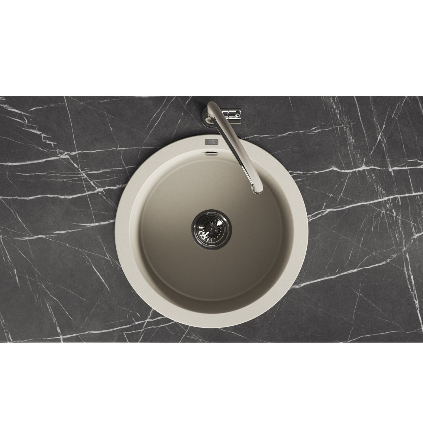 Zlew Zlewozmywak Granitowy Okrągły Beżowy DAFNE