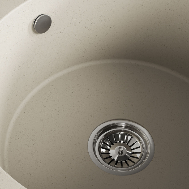 Zlew Zlewozmywak Granitowy Okrągły Beżowy DAFNE