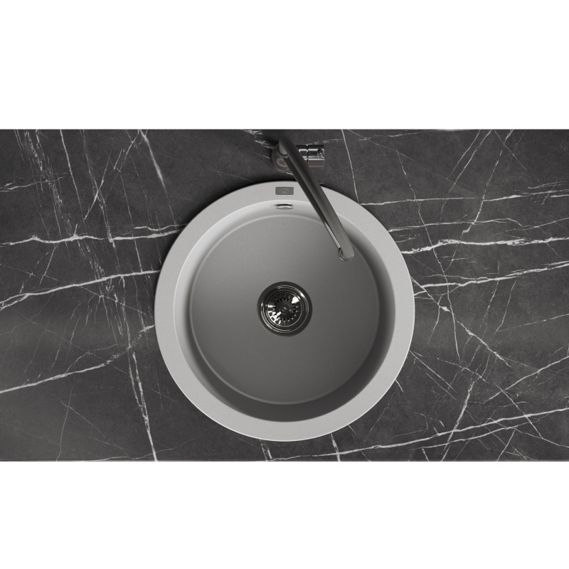 Zlew Zlewozmywak Granitowy Okrągły Szary DAFNE