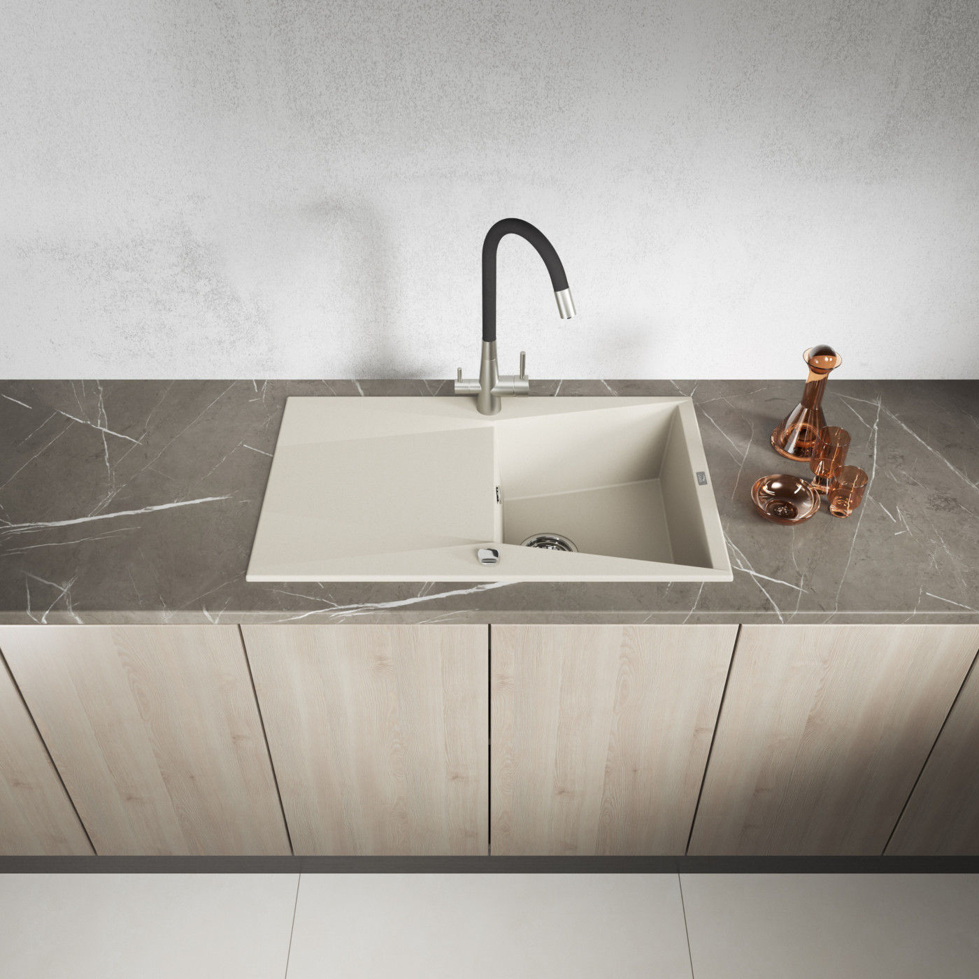 Zlew Zlewozmywak Granitowy Beżowy GRENADA Zlew Zlewozmywak Granitowy Beżowy GRENADA