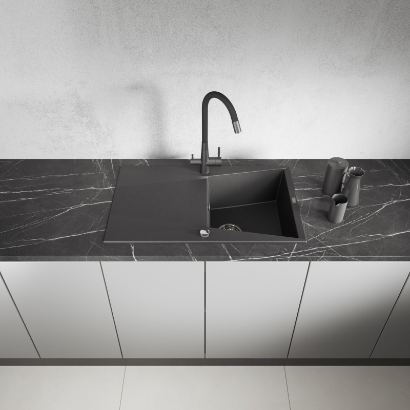 Zlew Zlewozmywak Granitowy Czarny GRENADA